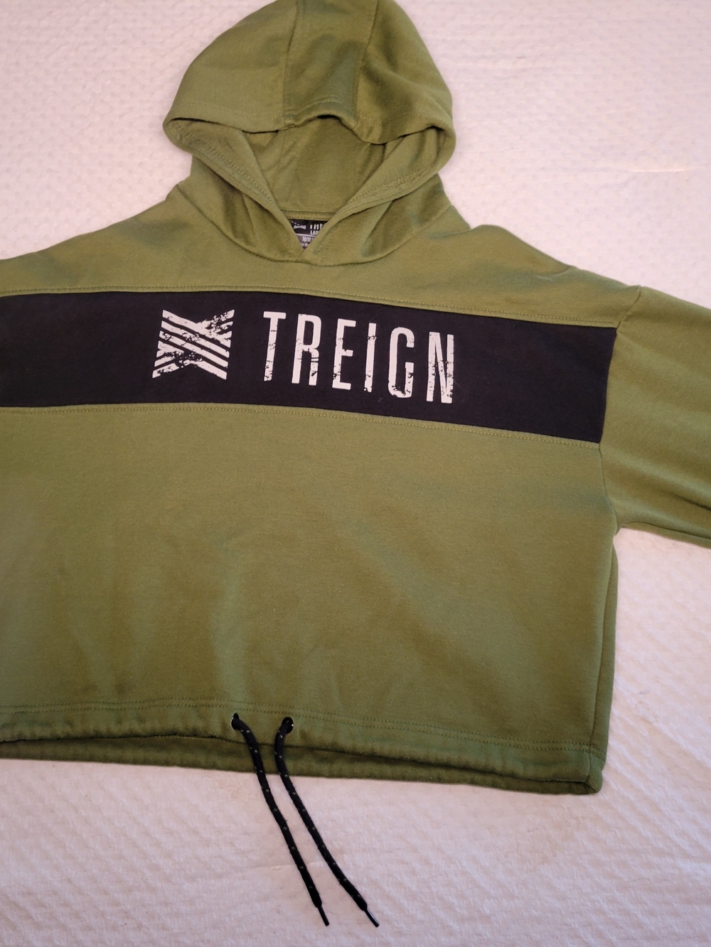 Treign Olive Green Hoodie with Black Chest Panel